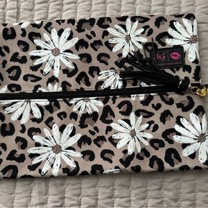 Floral Leopard Print Large Makeup Junkie bag with Tassel